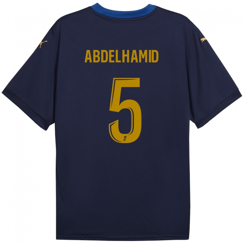 Kandiny Heren Yunis Abdelhamid #5 Marineblauw Goud Uitshirt Uittenue 2024/25 T-Shirt