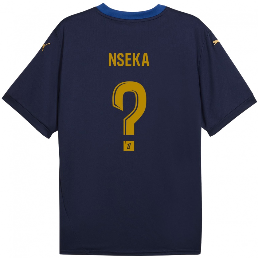 Kandiny Hombre Camiseta Nelson Nseka #0 Azul Marino Dorado 2ª Equipación 2024/25 La Camisa