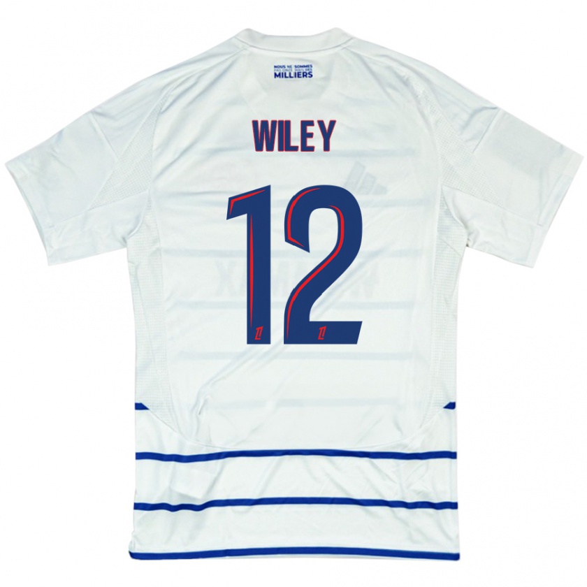 Kandiny Uomo Maglia Caleb Wiley #12 Bianco Blu Kit Gara Away 2024/25 Maglietta