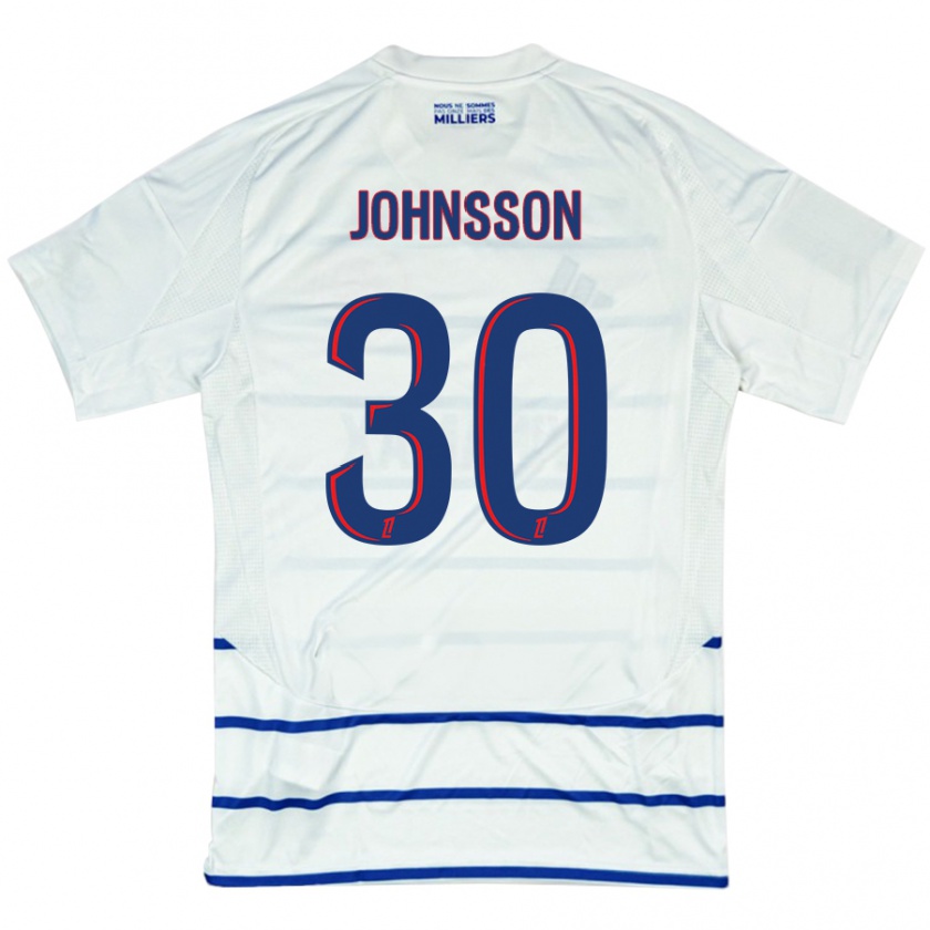 Kandiny Uomo Maglia Karl-Johan Johnsson #30 Bianco Blu Kit Gara Away 2024/25 Maglietta