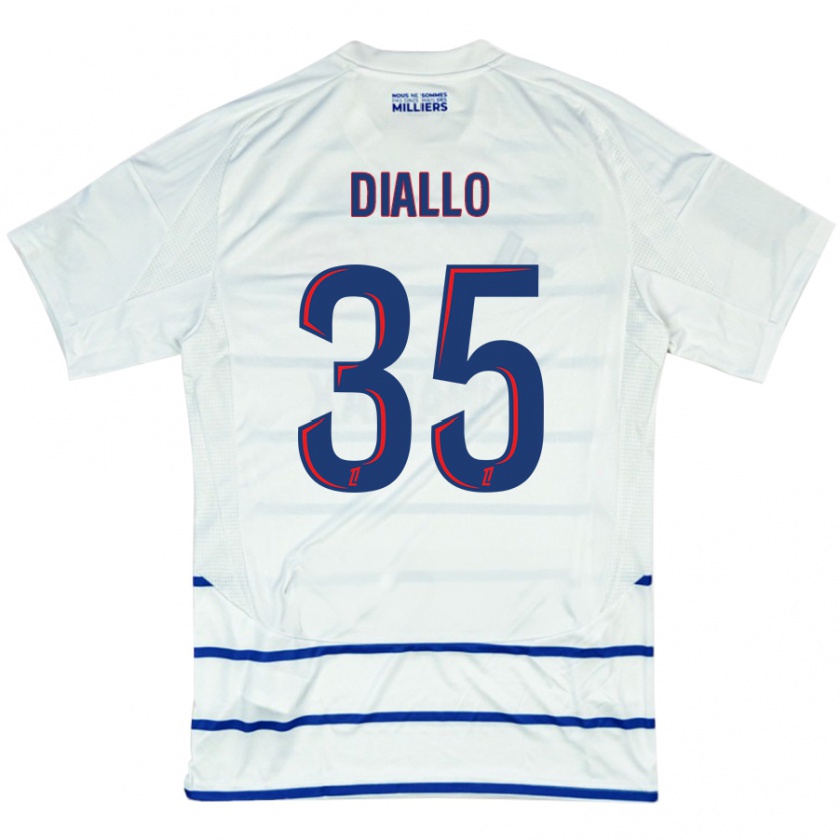 Kandiny Uomo Maglia Tidiane Diallo #35 Bianco Blu Kit Gara Away 2024/25 Maglietta