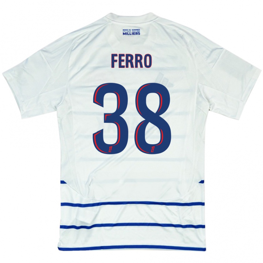 Kandiny Uomo Maglia Nolan Ferro #38 Bianco Blu Kit Gara Away 2024/25 Maglietta