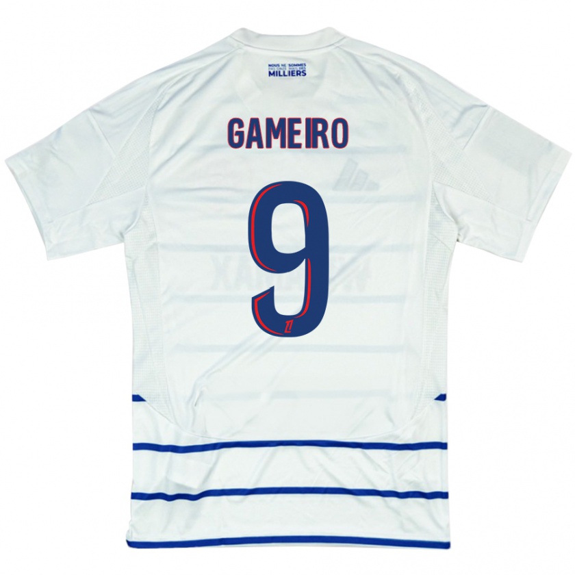 Kandiny Uomo Maglia Kévin Gameiro #9 Bianco Blu Kit Gara Away 2024/25 Maglietta