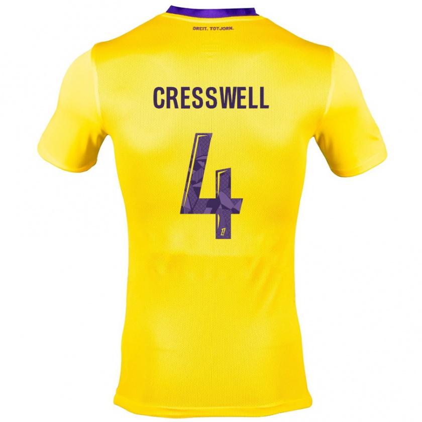 Kandiny Heren Charlie Cresswell #4 Geel Paars Uitshirt Uittenue 2024/25 T-Shirt