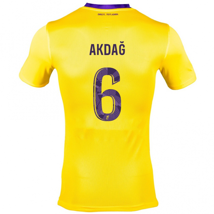 Kandiny Hombre Camiseta Ümit Akdağ #6 Amarillo Morado 2ª Equipación 2024/25 La Camisa