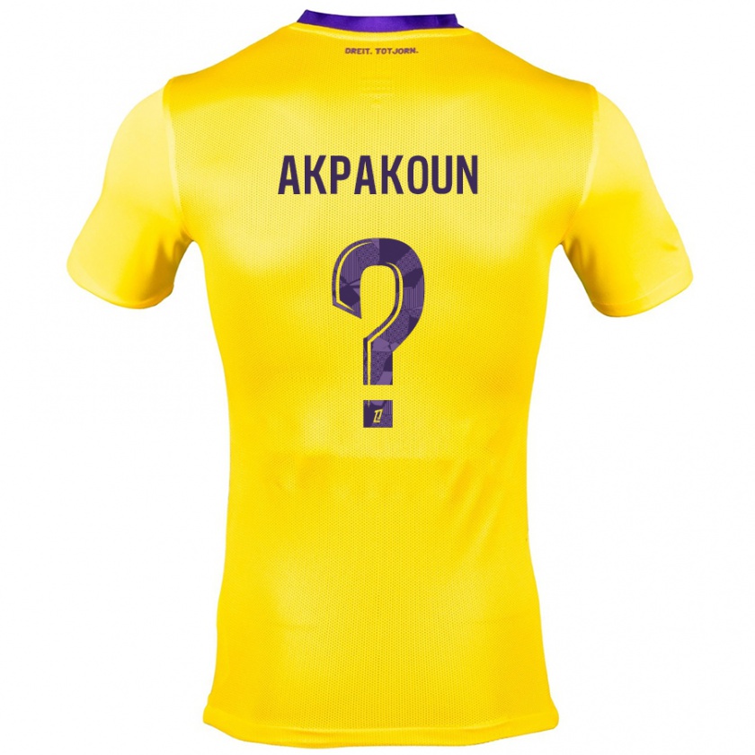 Kandiny Uomo Maglia Noé Akpakoun #0 Giallo Viola Kit Gara Away 2024/25 Maglietta