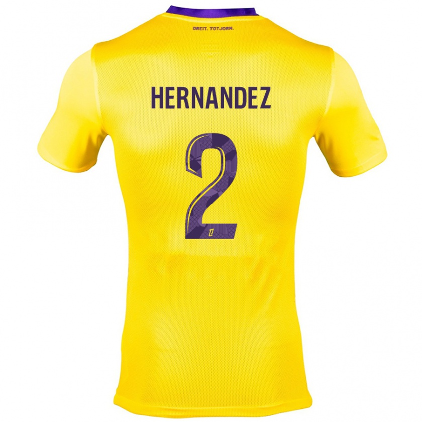 Kandiny Hombre Camiseta Lucie Hernandez #2 Amarillo Morado 2ª Equipación 2024/25 La Camisa México