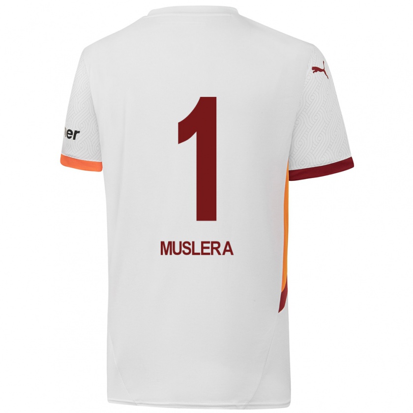 Kandiny Hombre Camiseta Fernando Muslera #1 Blanco Amarillo Rojo 2ª Equipación 2024/25 La Camisa