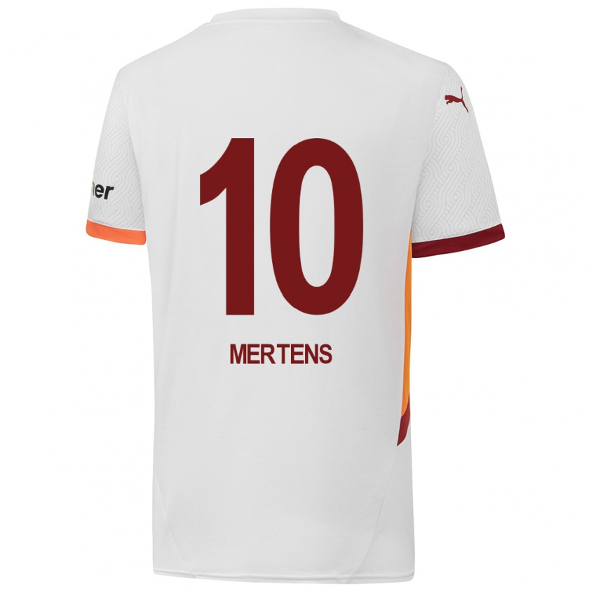 Kandiny Heren Dries Mertens #10 Wit Geel Rood Uitshirt Uittenue 2024/25 T-Shirt