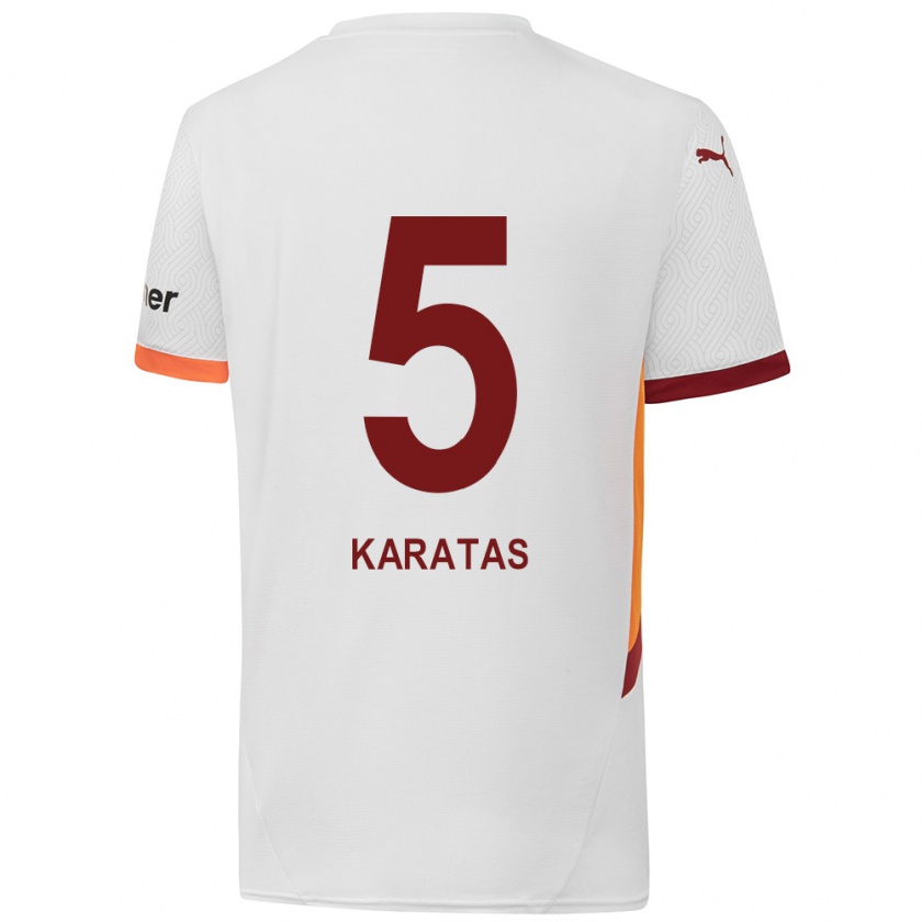 Kandiny Hombre Camiseta Eda Karataş #5 Blanco Amarillo Rojo 2ª Equipación 2024/25 La Camisa