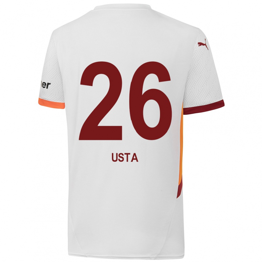 Kandiny Heren Alanur Usta #26 Wit Geel Rood Uitshirt Uittenue 2024/25 T-Shirt