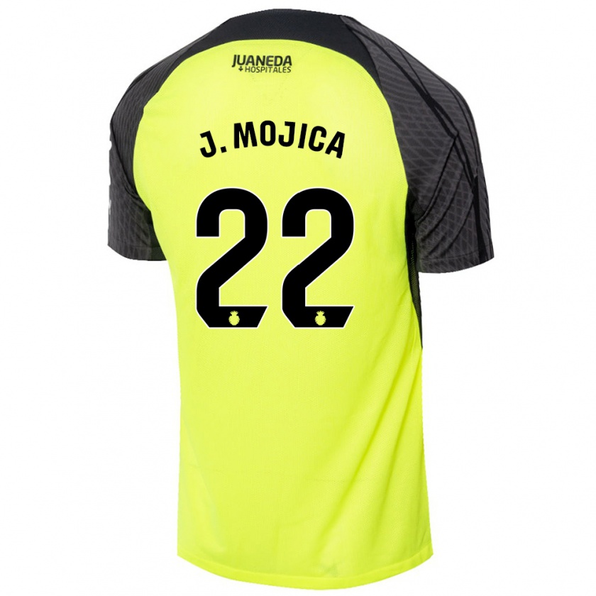 Kandiny Uomo Maglia Johan Mojica #22 Verde Fluorescente Nero Kit Gara Away 2024/25 Maglietta