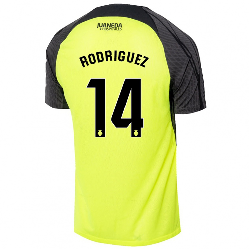 Kandiny Heren Diego Rodríguez #14 Fluorescerend Groen Zwart Uitshirt Uittenue 2024/25 T-Shirt