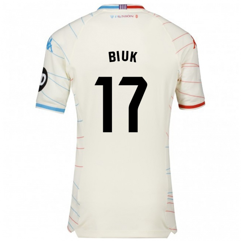 Kandiny Hombre Camiseta Stipe Biuk #17 Blanco Rojo Azul 2ª Equipación 2024/25 La Camisa