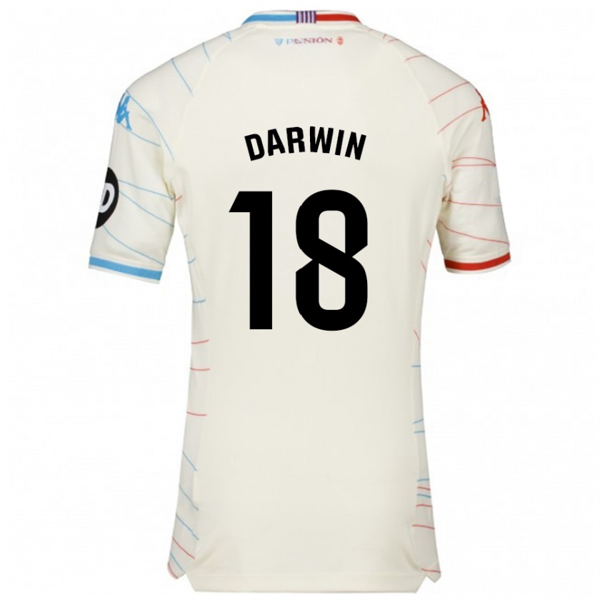 Kandiny Uomo Maglia Darwin Machís #18 Bianco Rosso Blu Kit Gara Away 2024/25 Maglietta