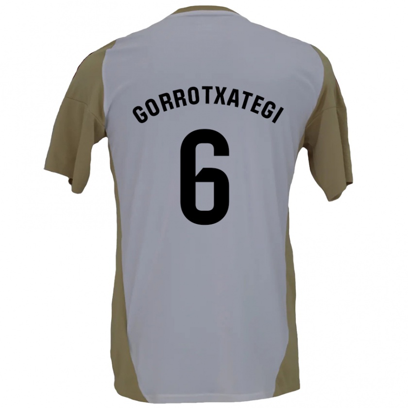 Kandiny Uomo Maglia Jon Gorrotxategi #6 Marrone Bianco Kit Gara Away 2024/25 Maglietta