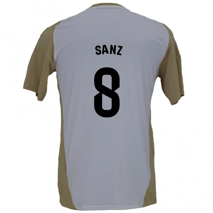 Kandiny Hombre Camiseta Álvaro Sanz #8 Marrón Blanco 2ª Equipación 2024/25 La Camisa