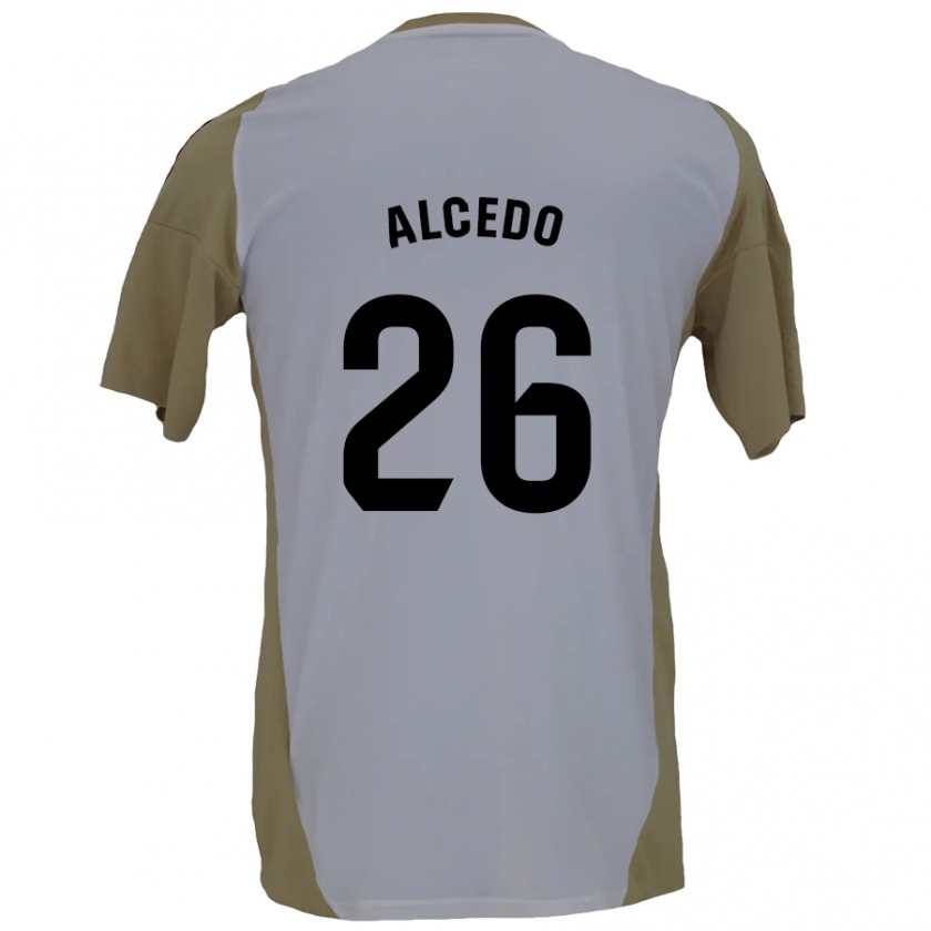 Kandiny Hombre Camiseta Juan María Alcedo #26 Marrón Blanco 2ª Equipación 2024/25 La Camisa