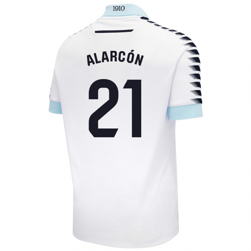 Kandiny Heren Tomás Alarcón #21 Wit Blauw Uitshirt Uittenue 2024/25 T-Shirt