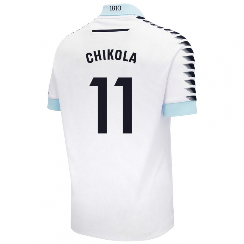 Kandiny Hombre Camiseta Peter Chikola #11 Blanco Azul 2ª Equipación 2024/25 La Camisa