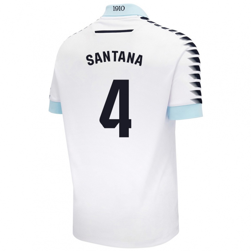 Kandiny Hombre Camiseta María Del Carmen Santana Vázquez #4 Blanco Azul 2ª Equipación 2024/25 La Camisa