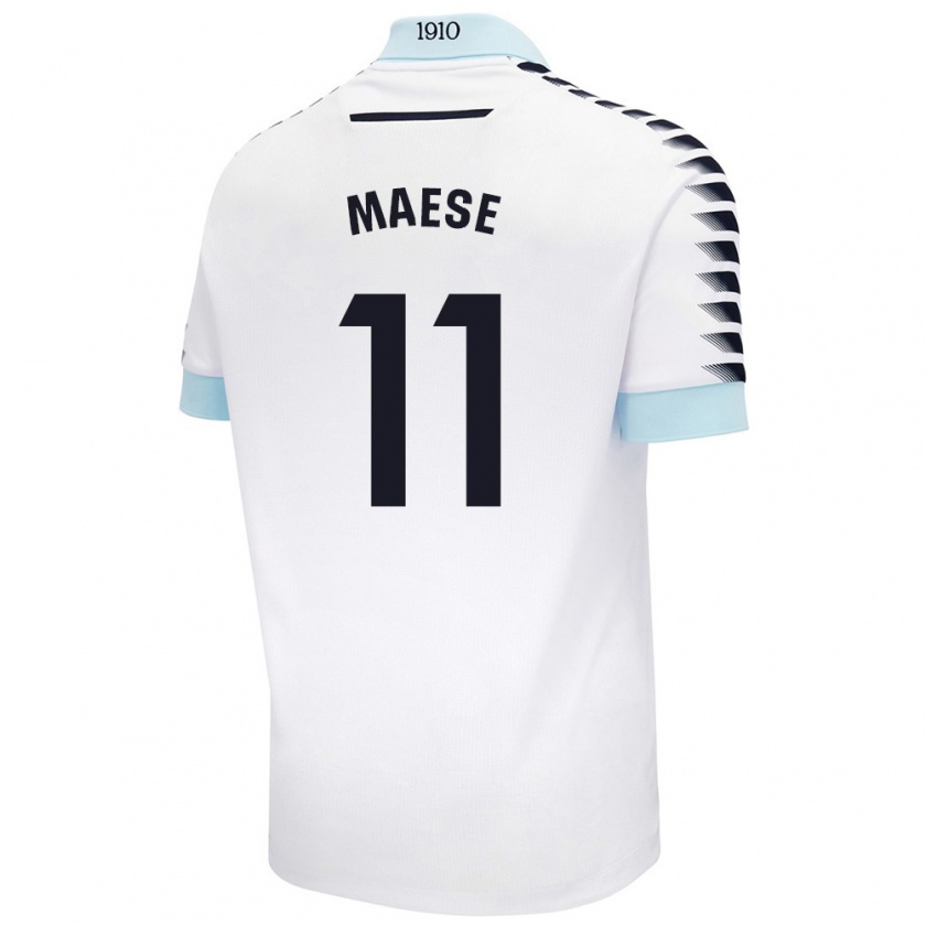 Kandiny Heren María Del Carmen Maese Gaitán #11 Wit Blauw Uitshirt Uittenue 2024/25 T-Shirt