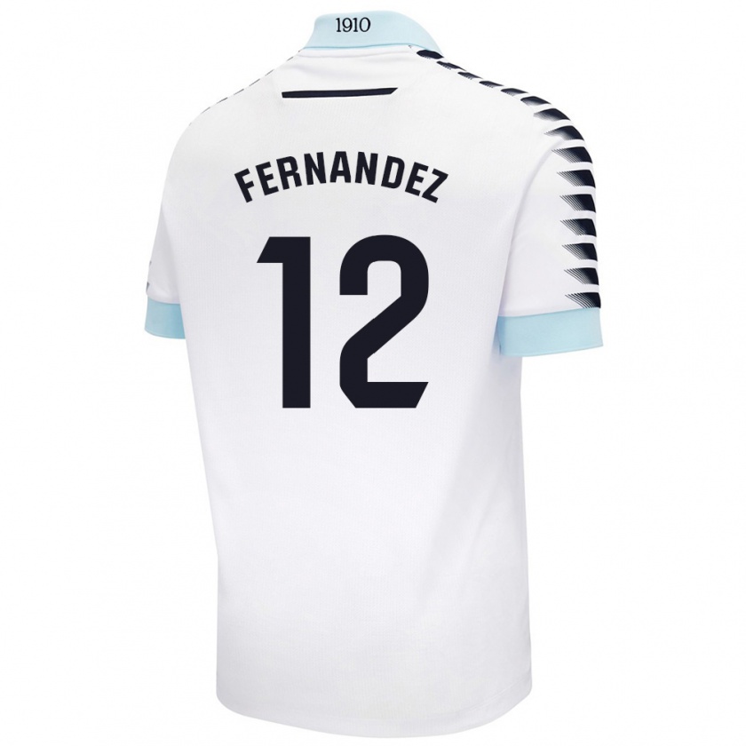 Kandiny Hombre Camiseta Sandra Fernández León #12 Blanco Azul 2ª Equipación 2024/25 La Camisa