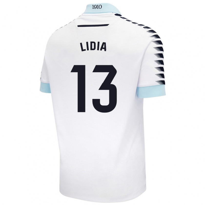 Kandiny Uomo Maglia Lidia Rincón García #13 Bianco Blu Kit Gara Away 2024/25 Maglietta