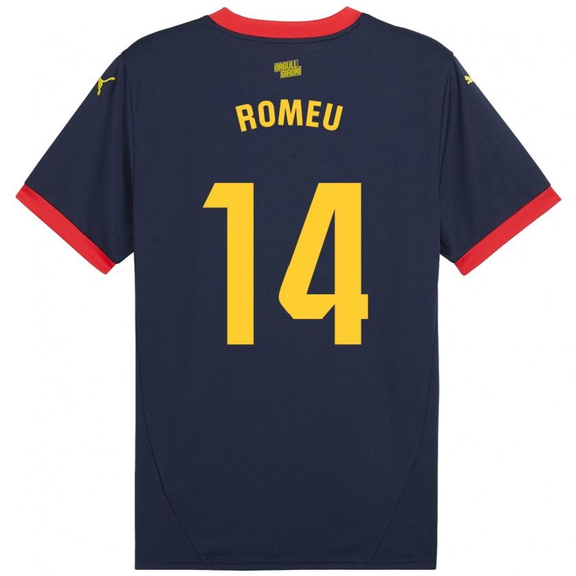 Kandiny Hombre Camiseta Oriol Romeu #14 Azul Marino Rojo 2ª Equipación 2024/25 La Camisa