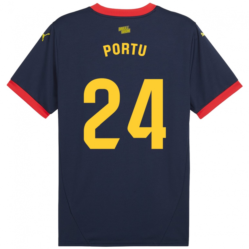 Kandiny Uomo Maglia Portu #24 Rosso Navy Kit Gara Away 2024/25 Maglietta