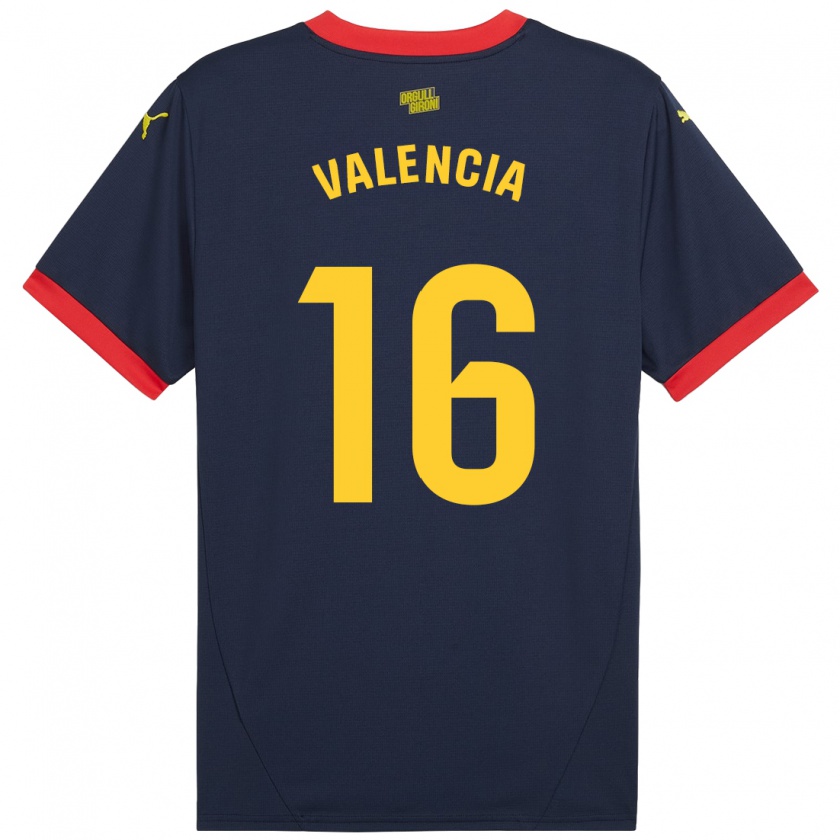 Kandiny Hombre Camiseta Carla Valencia #16 Azul Marino Rojo 2ª Equipación 2024/25 La Camisa