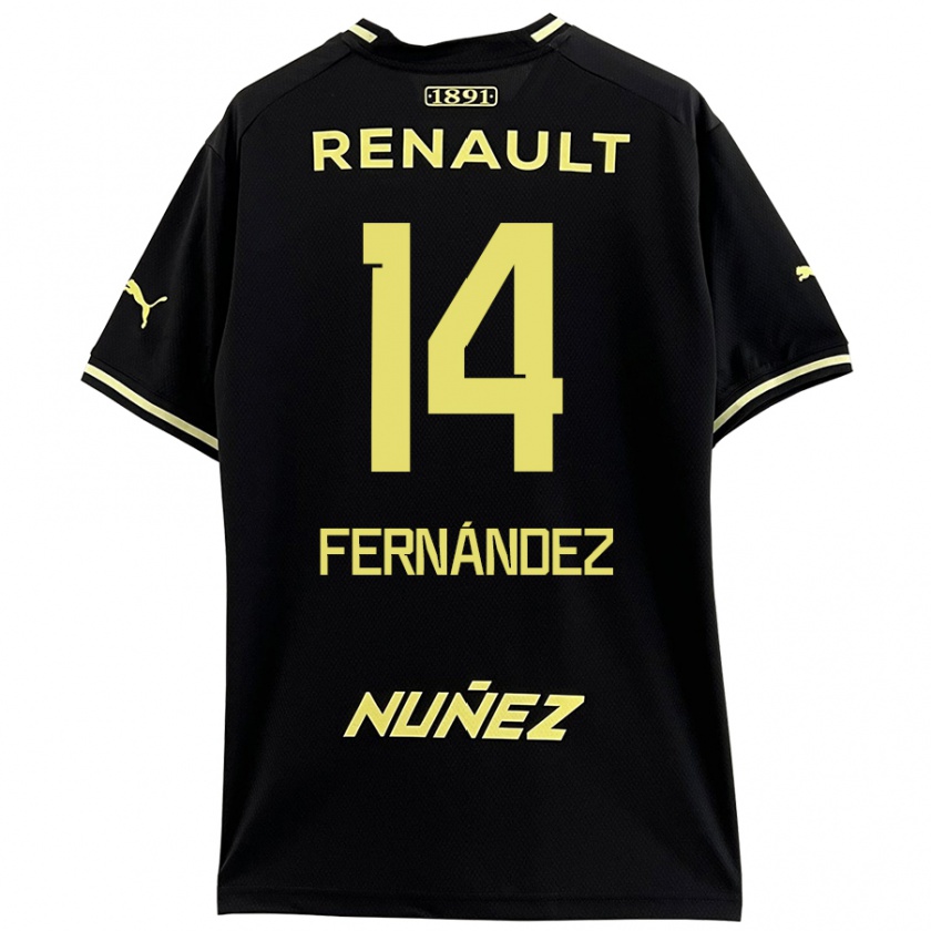 Kandiny Hombre Camiseta Faustino Fernández #14 Negro Amarillo 2ª Equipación 2024/25 La Camisa México