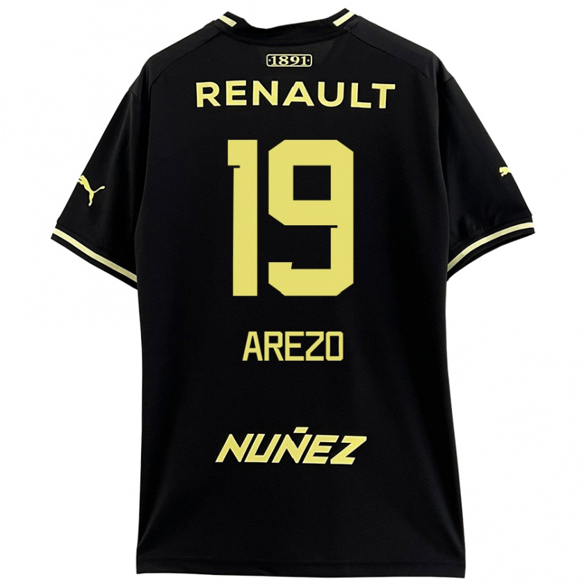 Kandiny Uomo Maglia Matías Arezo #19 Nero Giallo Kit Gara Away 2024/25 Maglietta