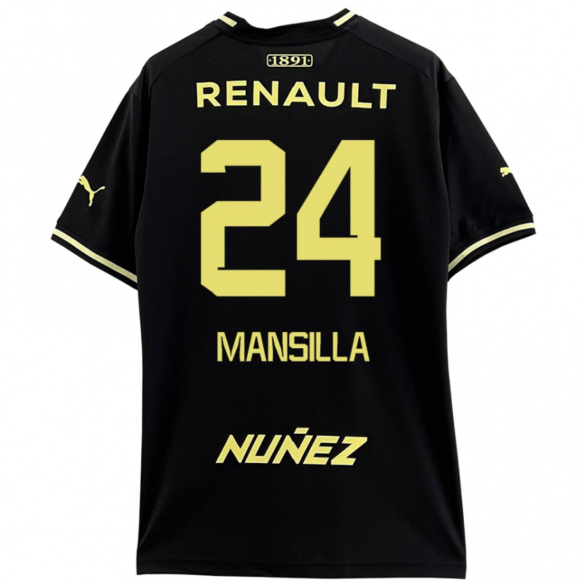 Kandiny Hombre Camiseta Brian Mansilla #24 Negro Amarillo 2ª Equipación 2024/25 La Camisa México