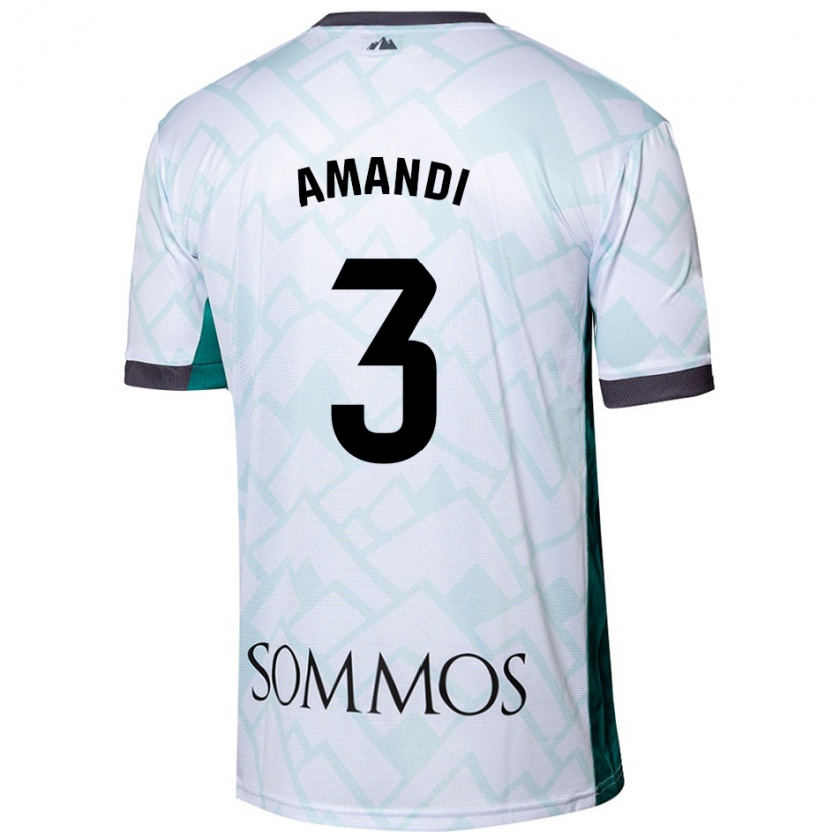 Kandiny Hombre Camiseta Iván Amandi #3 Blanco Verde 2ª Equipación 2024/25 La Camisa