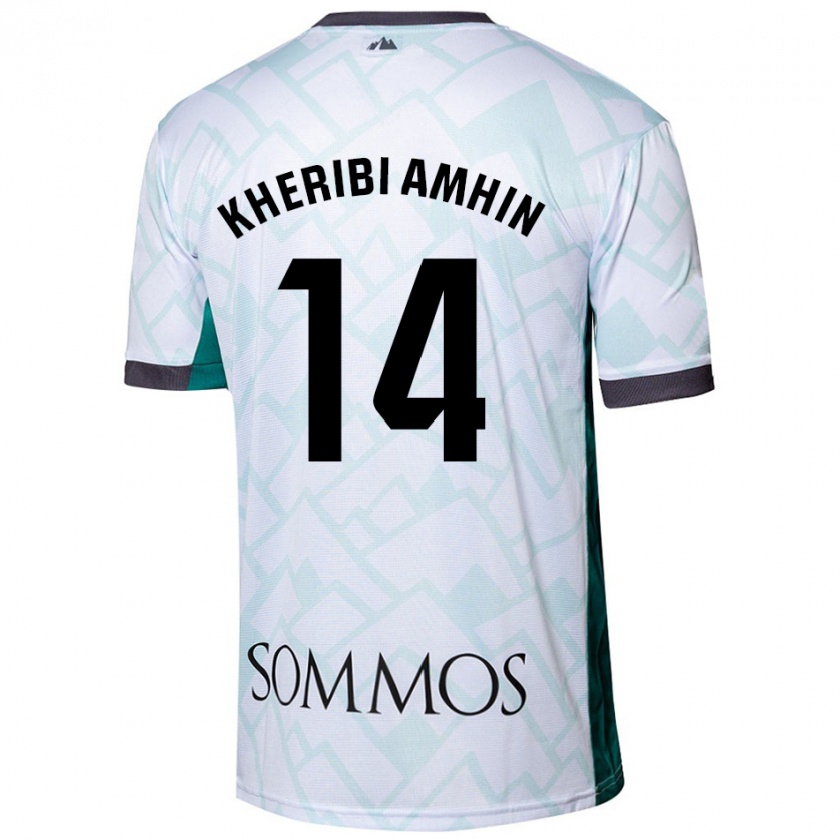 Kandiny Hombre Camiseta Nabil Kheribi Amhin #14 Blanco Verde 2ª Equipación 2024/25 La Camisa