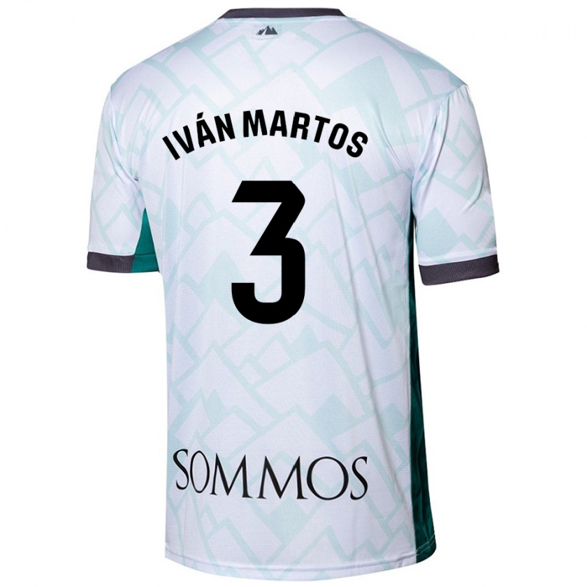 Kandiny Hombre Camiseta Iván Martos #3 Blanco Verde 2ª Equipación 2024/25 La Camisa