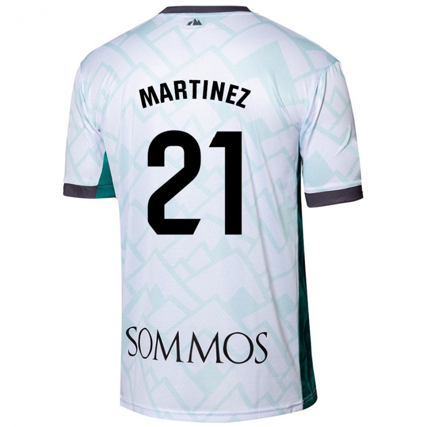 Kandiny Hombre Camiseta Alejandra Martínez #21 Blanco Verde 2ª Equipación 2024/25 La Camisa