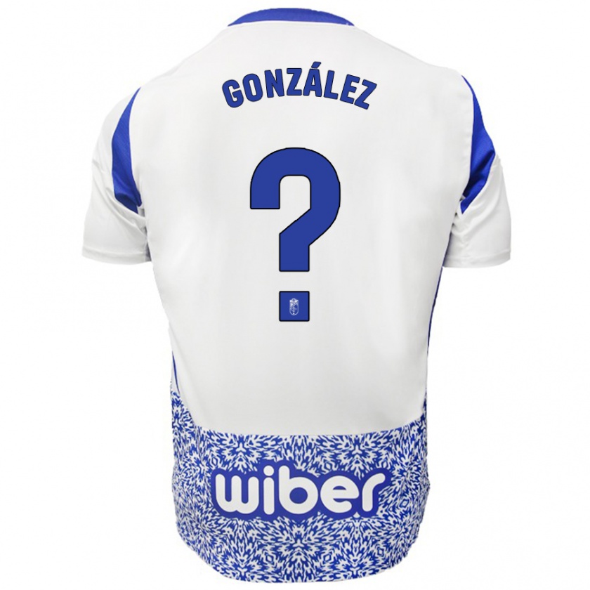 Kandiny Uomo Maglia Pablo González #0 Bianco Blu Kit Gara Away 2024/25 Maglietta