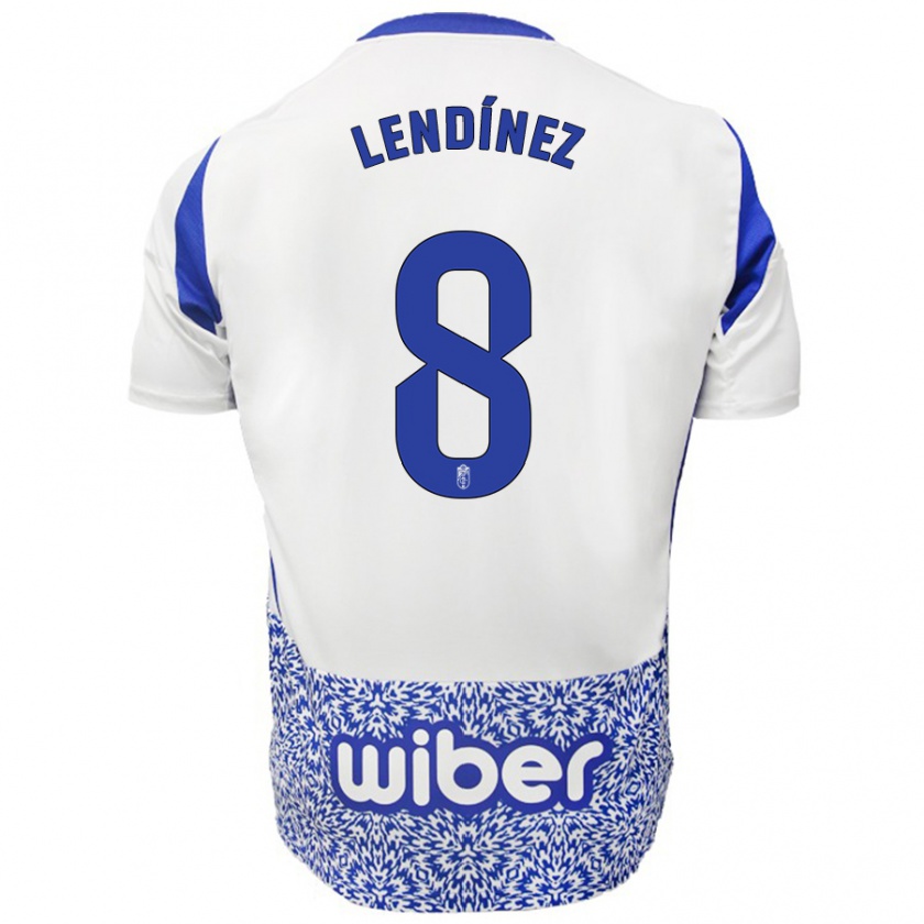 Kandiny Uomo Maglia Juanma Lendínez #8 Bianco Blu Kit Gara Away 2024/25 Maglietta