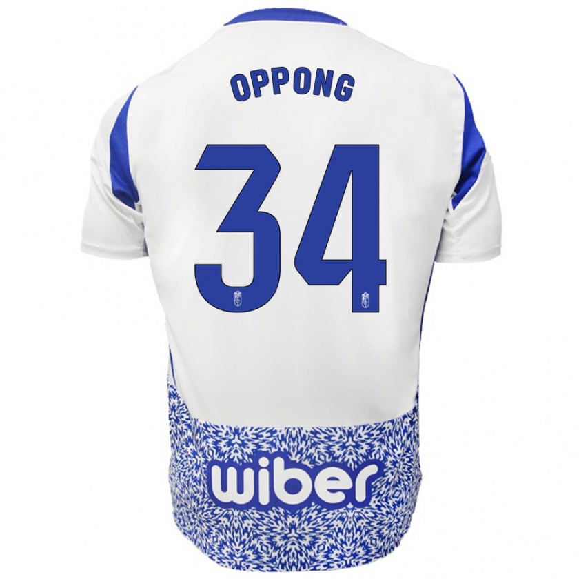 Kandiny Uomo Maglia Oscar Naasei Oppong #34 Bianco Blu Kit Gara Away 2024/25 Maglietta