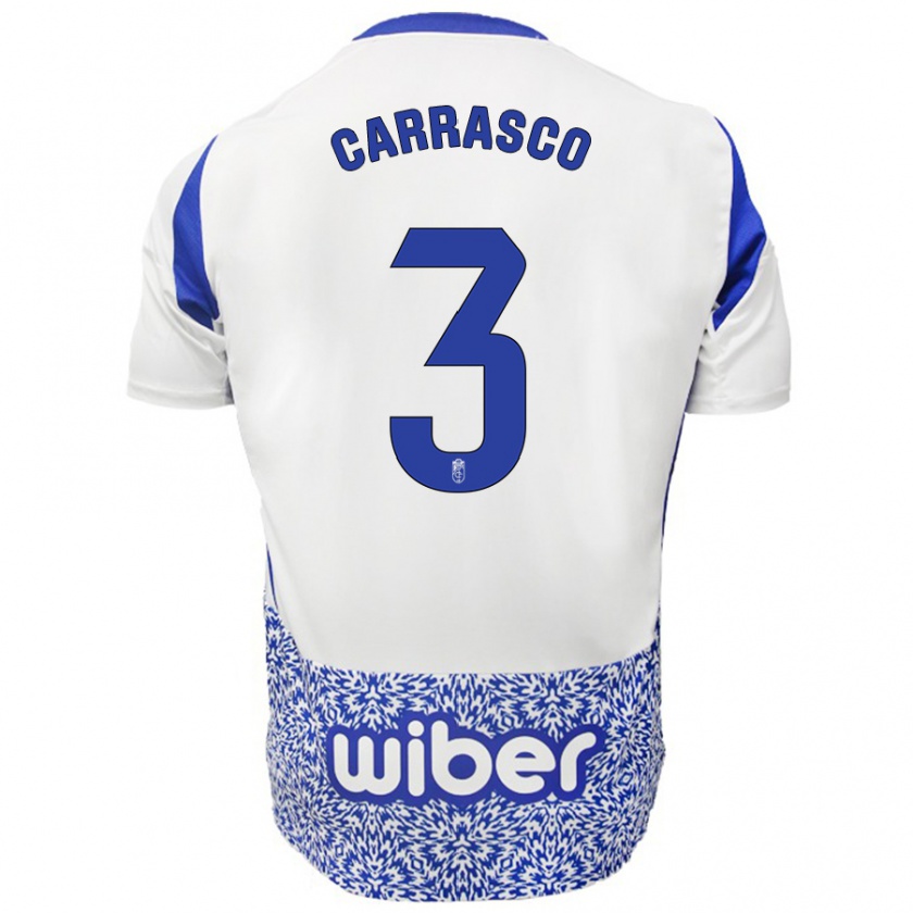 Kandiny Uomo Maglia Marta Carrasco #3 Bianco Blu Kit Gara Away 2024/25 Maglietta