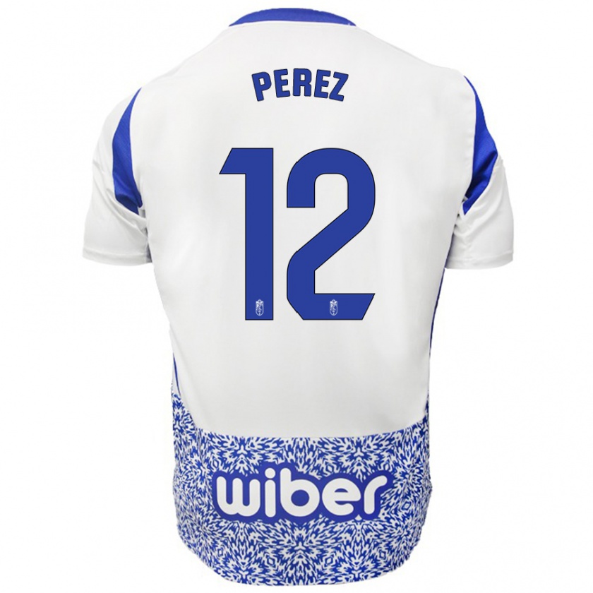 Kandiny Uomo Maglia Alba Pérez #12 Bianco Blu Kit Gara Away 2024/25 Maglietta