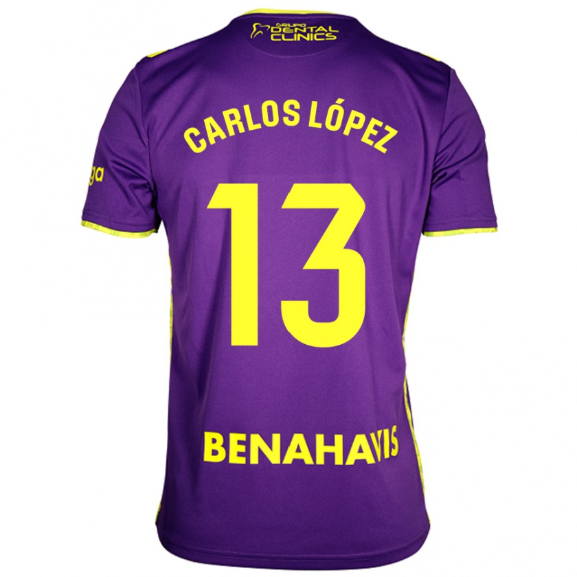 Kandiny Heren Carlos López #13 Paars Geel Uitshirt Uittenue 2024/25 T-Shirt