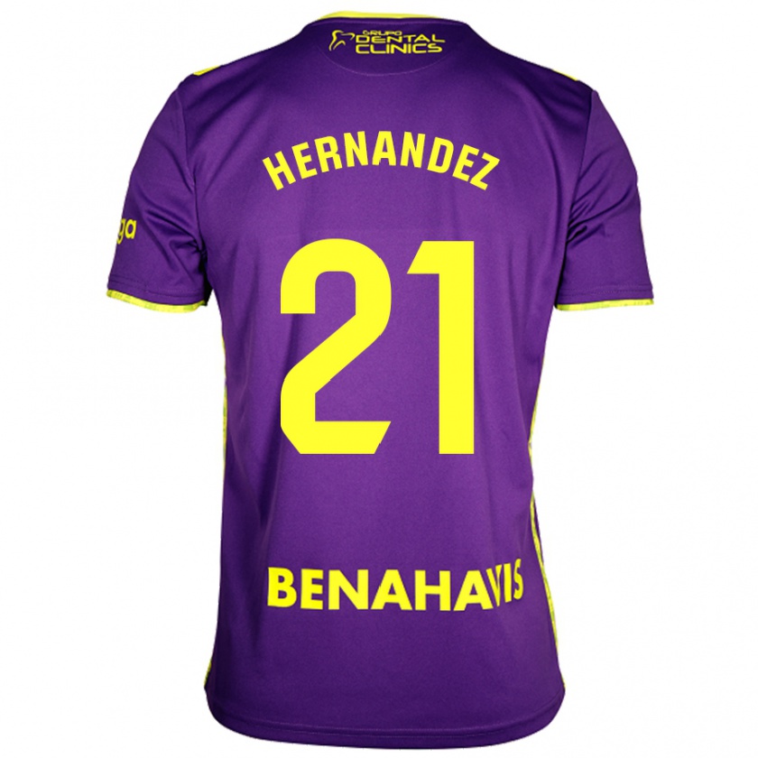 Kandiny Heren Juan Hernández #21 Paars Geel Uitshirt Uittenue 2024/25 T-Shirt