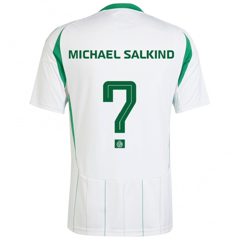 Kandiny Hombre Camiseta Liav Michael Salkind #0 Blanco Verde 2ª Equipación 2024/25 La Camisa