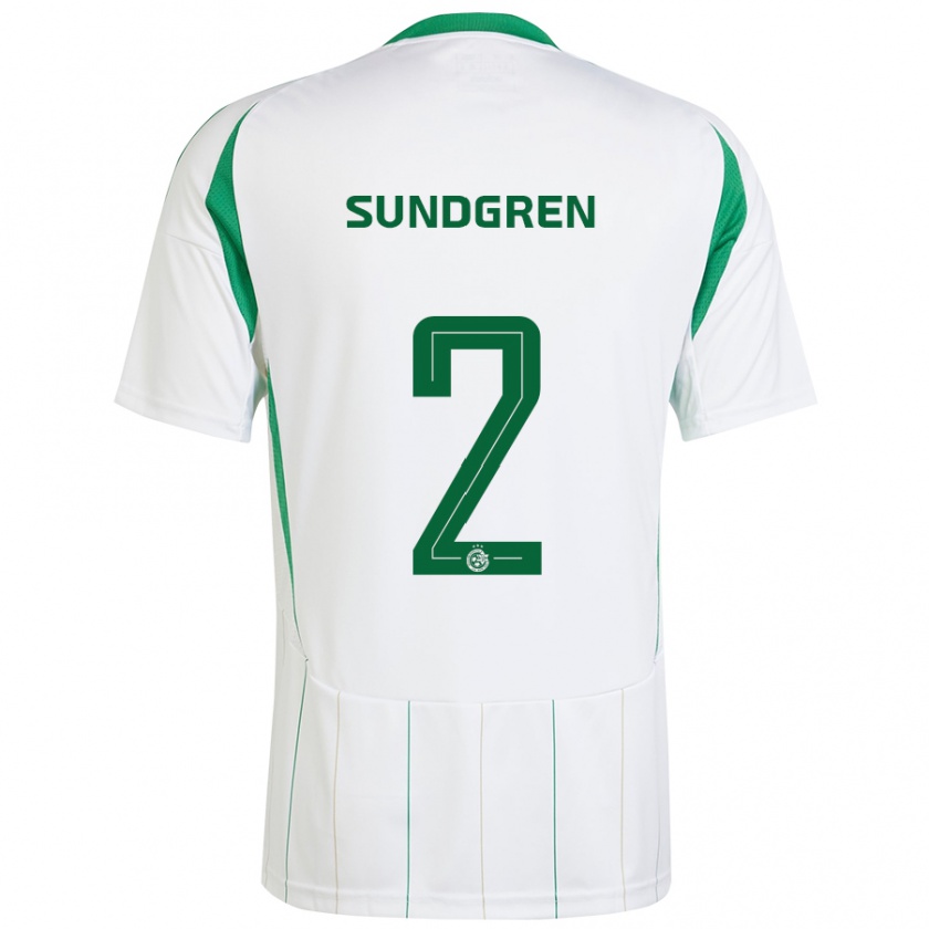 Kandiny Uomo Maglia Daniel Sundgren #2 Bianco Verde Kit Gara Away 2024/25 Maglietta