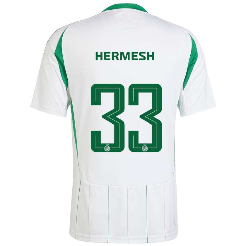 Kandiny Hombre Camiseta Liam Hermesh #33 Blanco Verde 2ª Equipación 2024/25 La Camisa