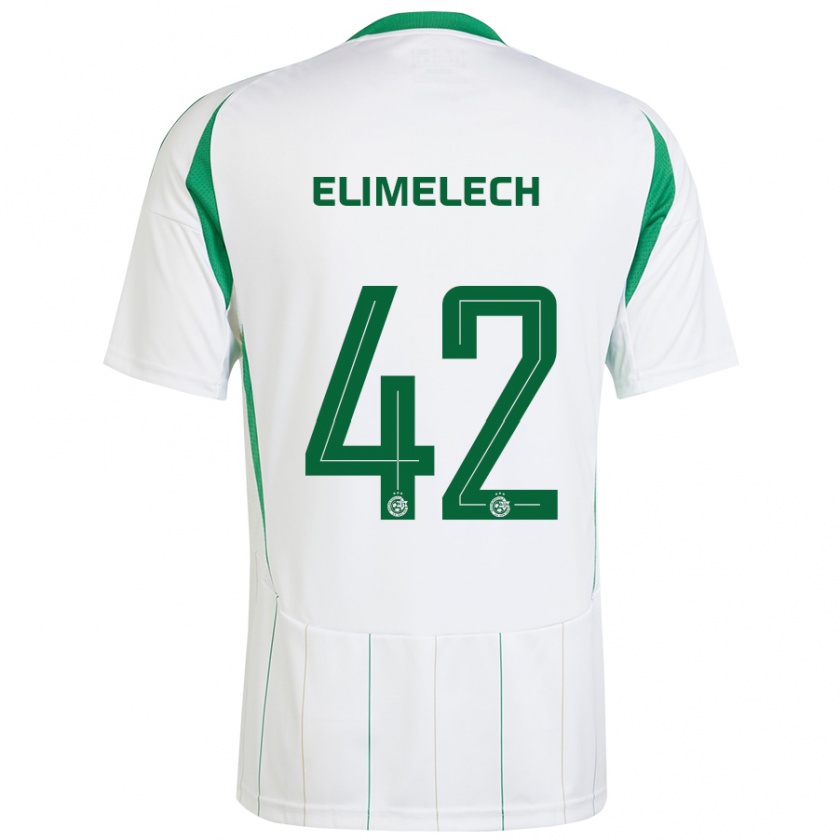 Kandiny Hombre Camiseta Roey Elimelech #42 Blanco Verde 2ª Equipación 2024/25 La Camisa