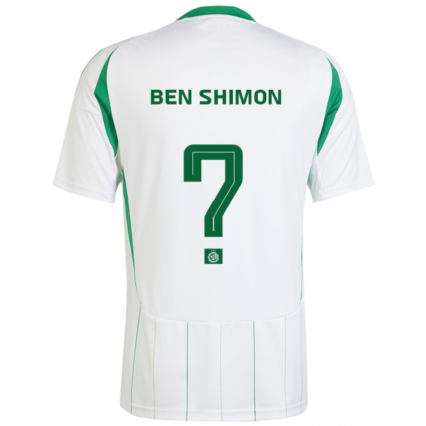 Kandiny Hombre Camiseta Elad Ben Shimon #0 Blanco Verde 2ª Equipación 2024/25 La Camisa